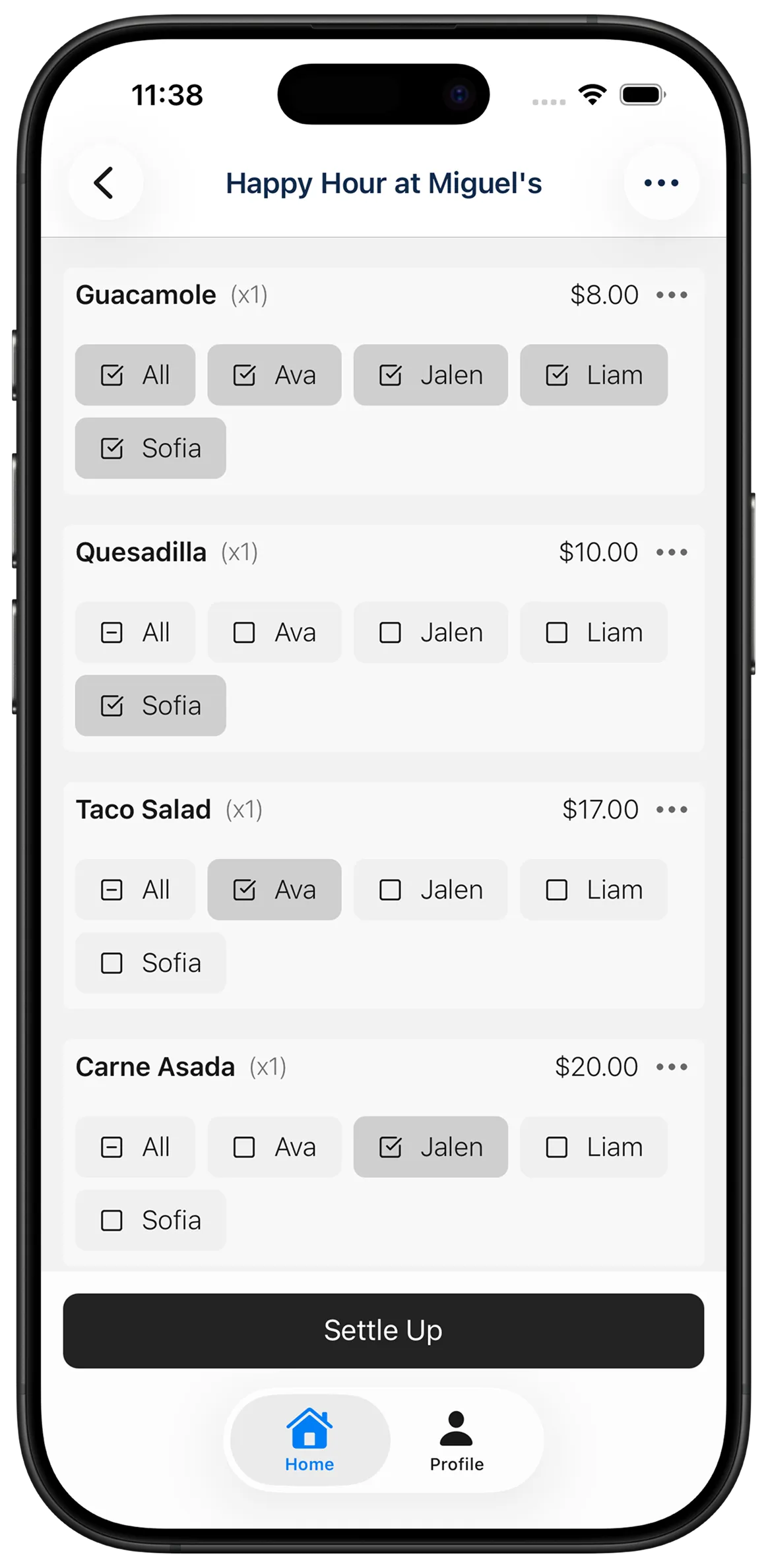 Split Check App Interface