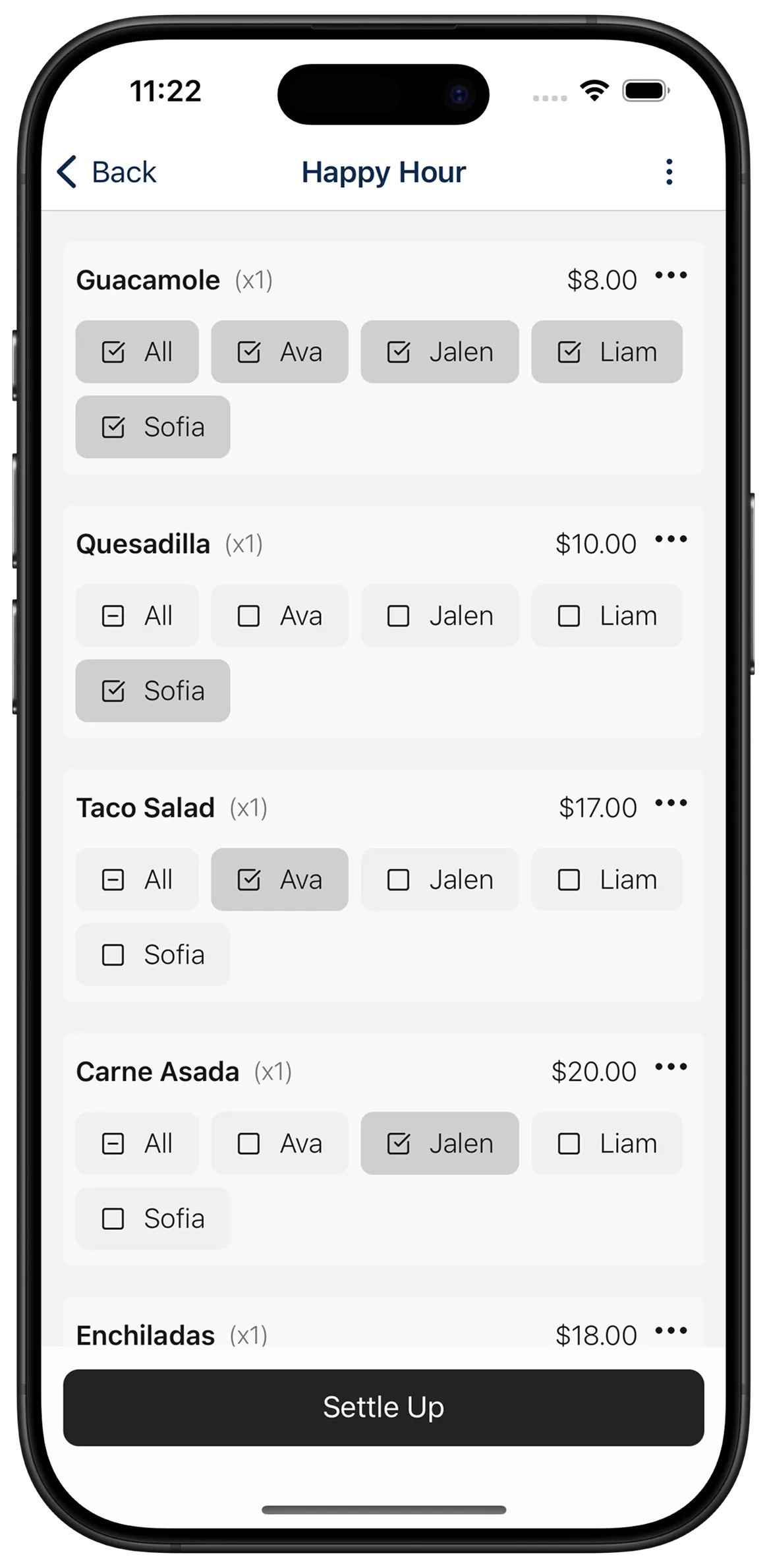 Split Check App Interface