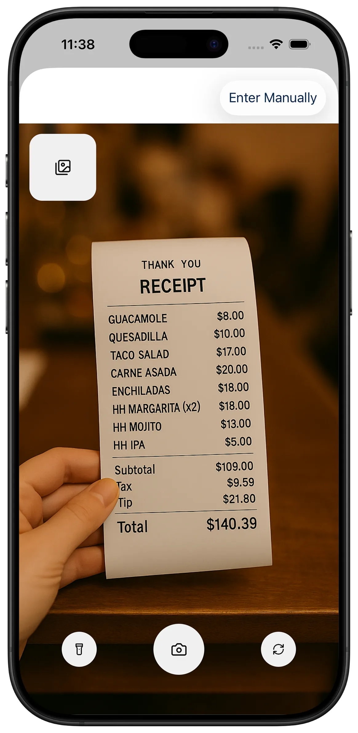 Scan receipt interface