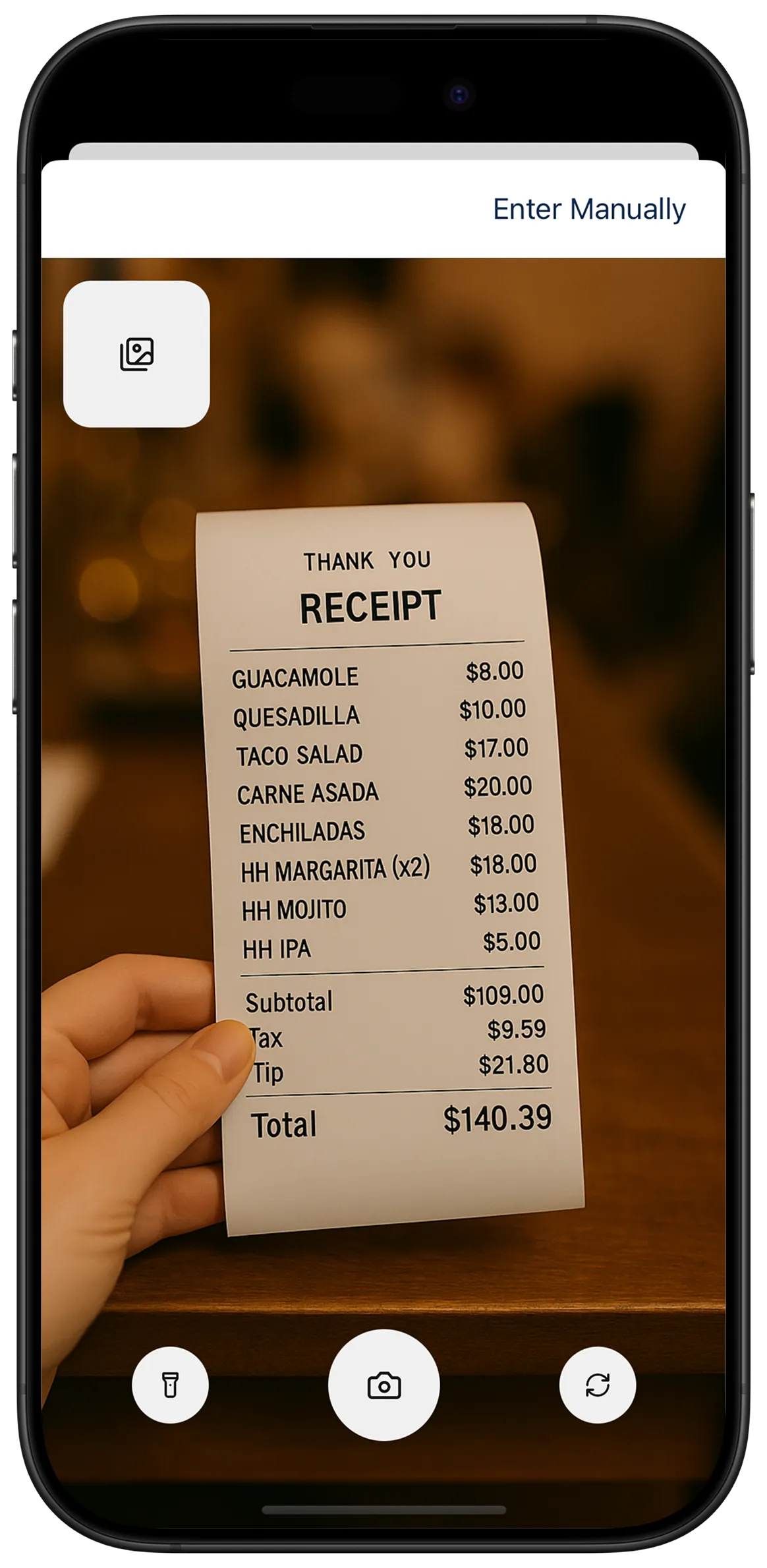 Scan receipt interface